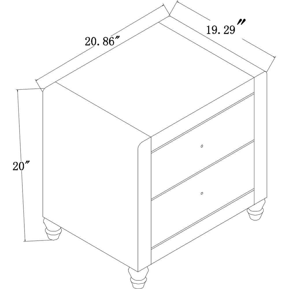 Camden Isle Faux Leather Upholstered 2 Drawer Nightstand in Beige