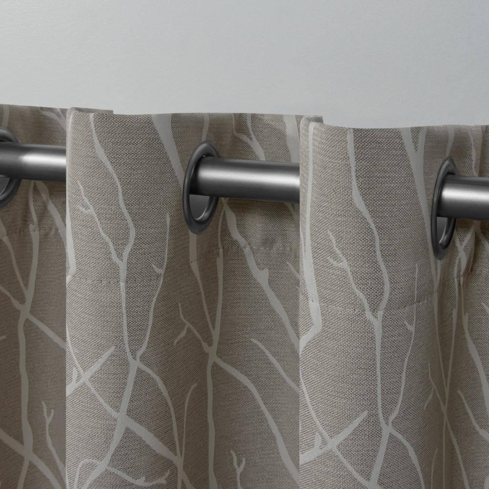 Set of 2 (63"x52") Forest Hill Woven Blackout Grommet Top Window Curtain Panel Gray/Cream - Exclusive Home