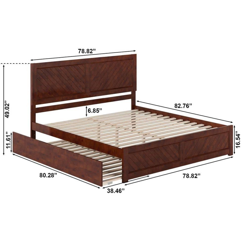 AFI Canyon Walnut Solid Wood Platform Bed with Matching Footboard & Twin-XL Trundle, King