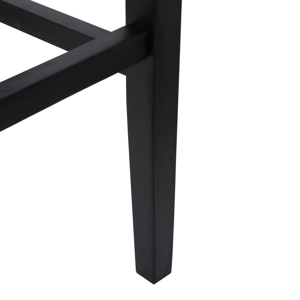 Westin Outdoor Yazan 29" Upholstered Counter Stool with Nail Head Trim (Set of 2), Black/Leather