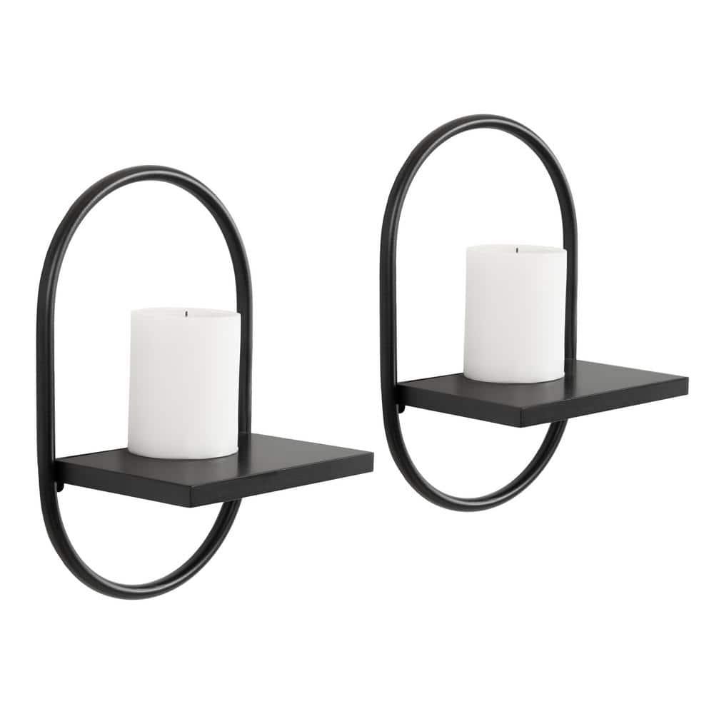 Set of 2 Olav Wall Shelf Set Black - Kate & Laurel All Things Decor
