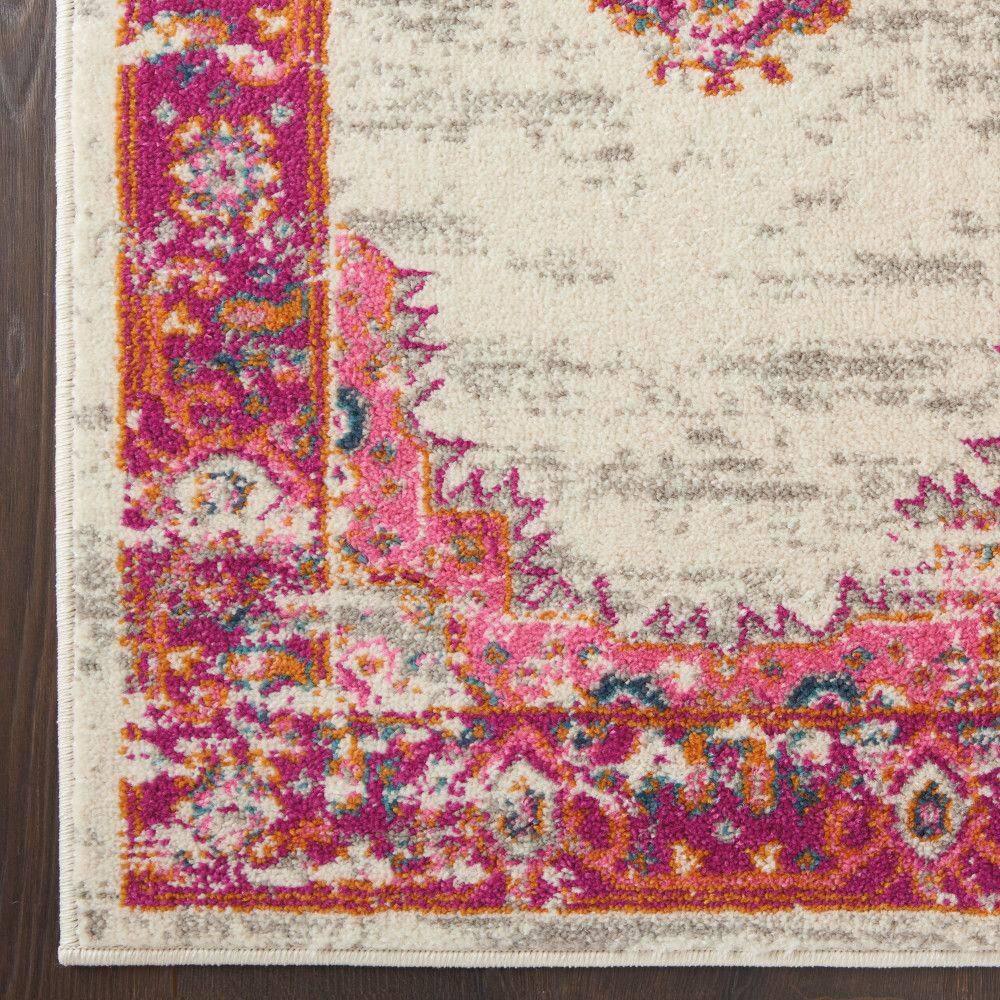 Nourison Passion Medallion Bohemian Indoor Rug Ivory/Fuchsia 9' x 12'