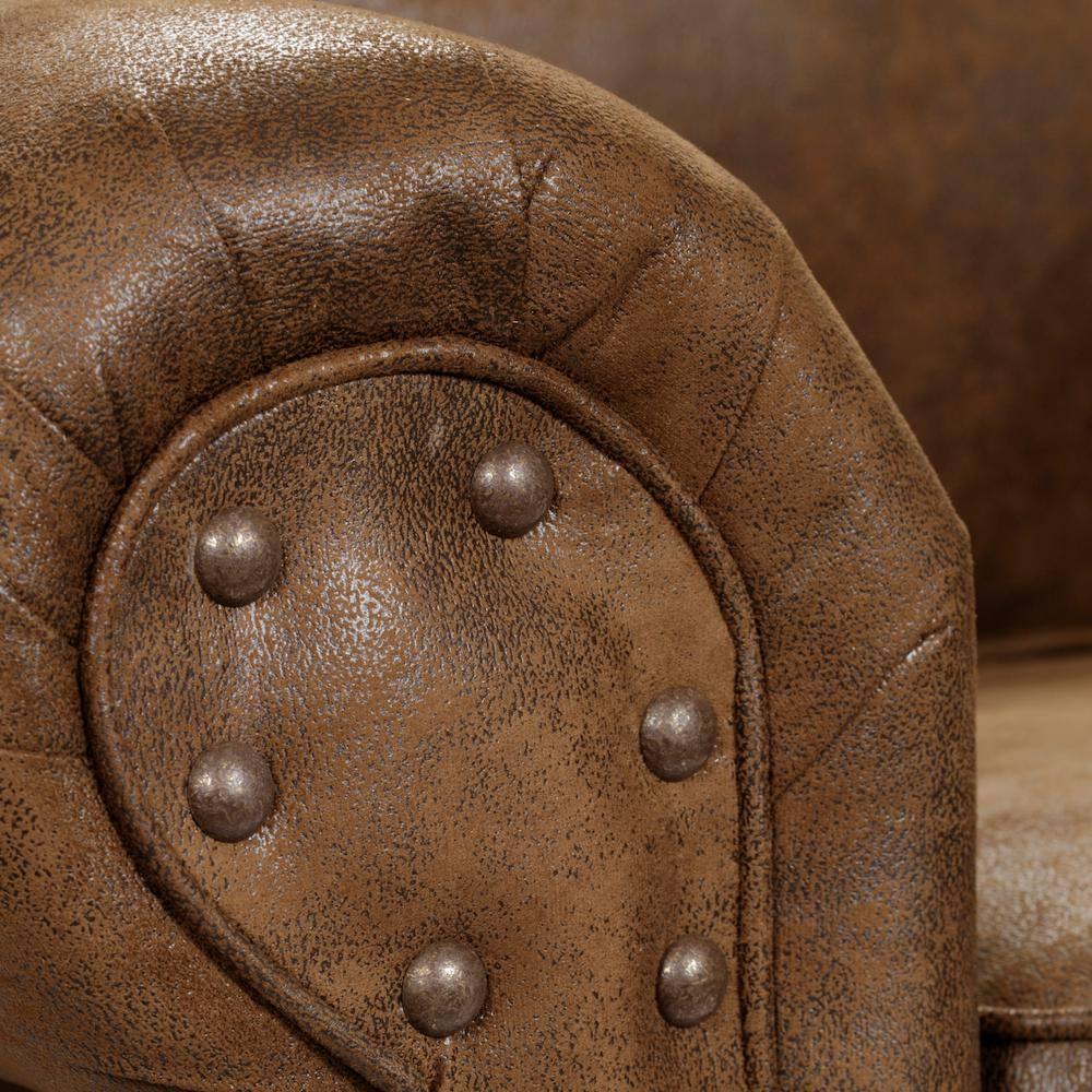 Brown Microfiber and Wood Accent Chair with Ottoman