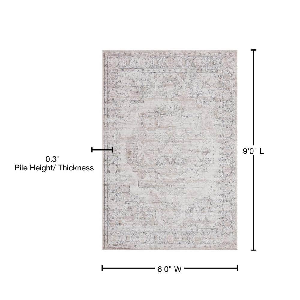 Unique Loom Portland Collection Area Rug - Canby (6' 1" x 9' Rectangle Ivory/Beige)