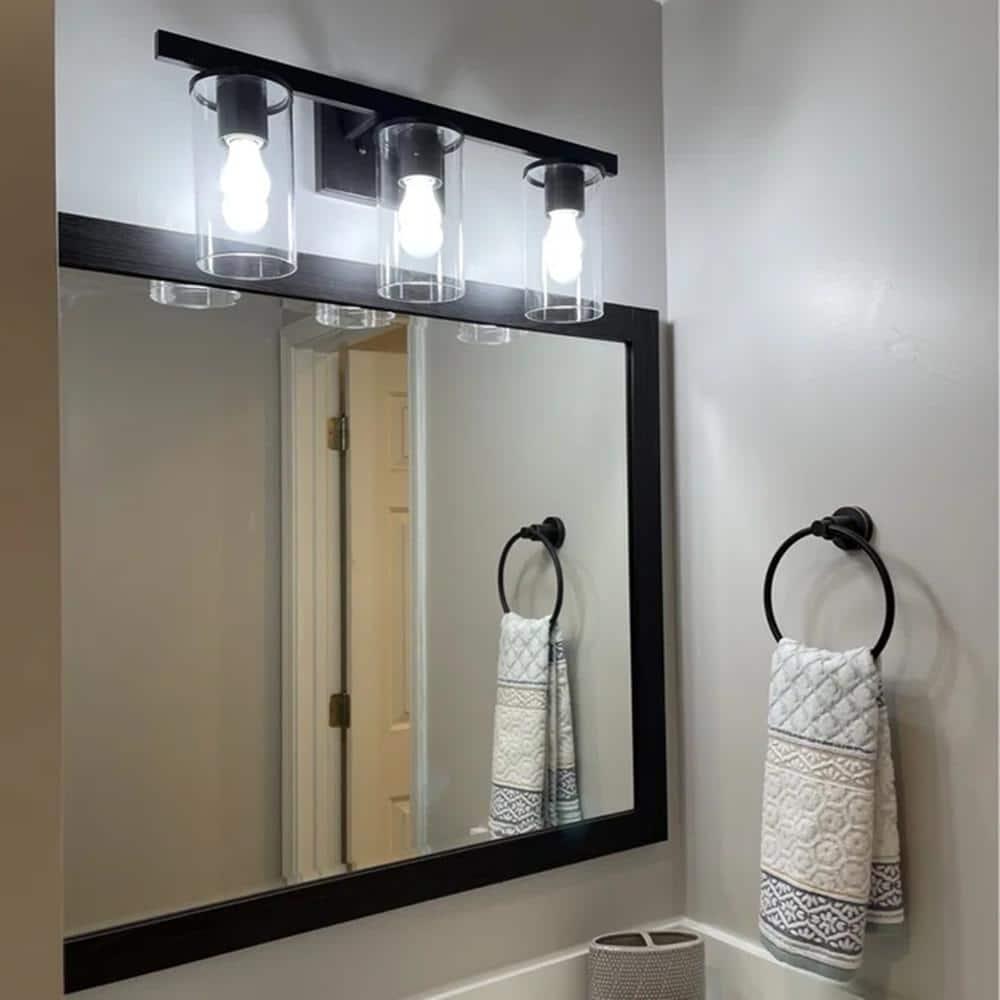 C Cattleya 3 Light Bathroom Vanity Light Oil-rubbed Bronze with Glass Shade