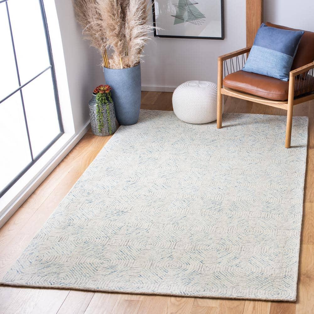 SAFAVIEH Abstract Qendro Geometric Area Rug, Ivory/Light Blue, 4' x 6'