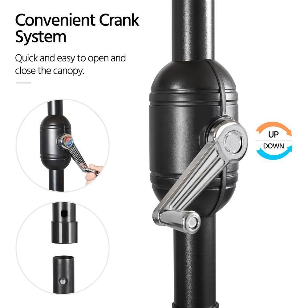 7.5 ft Patio Umbrella Outdoor Table Market Umbrella with Push Button Tilt/Crank, 6 Ribs, Black