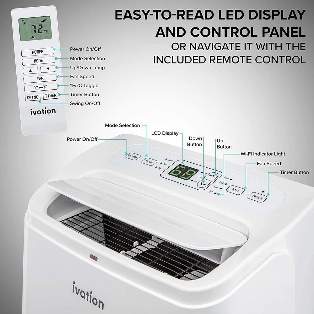 Ivation Ivation 13000 BTU Wi-Fi Connected Portable Air Conditioner for 500 Square Feet with Remote Included