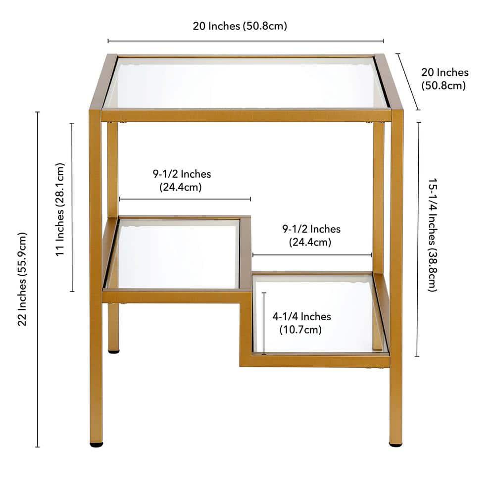 Evelyn&Zoe Lovett 20" Wide Square Side Table, Brass