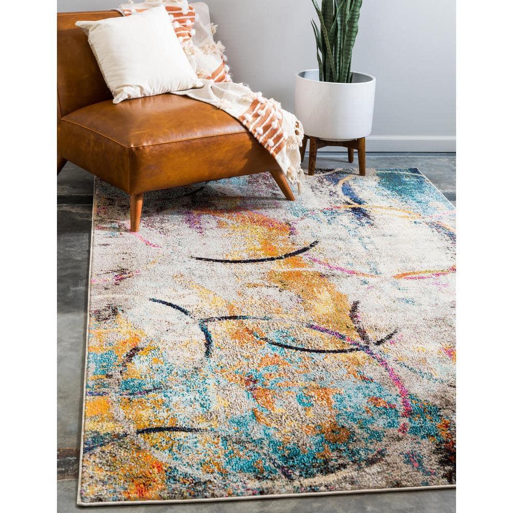 8' x 10' Vibrant Abstract Multi Synthetic Area Rug