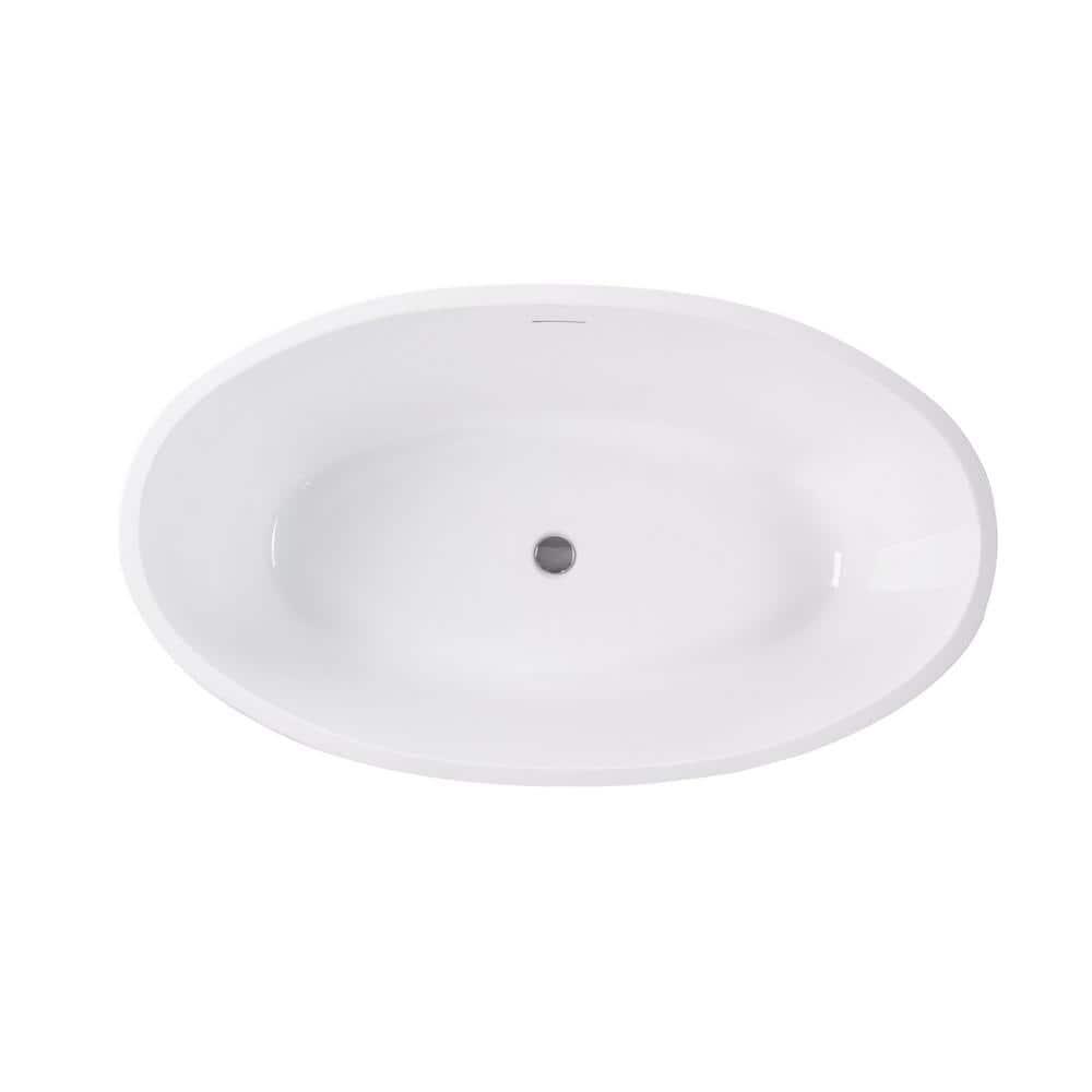 Vanity Art 59" X 32" White Acrylic Freestanding Bathtub