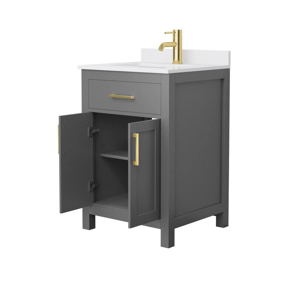 Wyndham Collection Beckett 24" Freestanding Single Bathroom Vanity with Cultured Marble Top