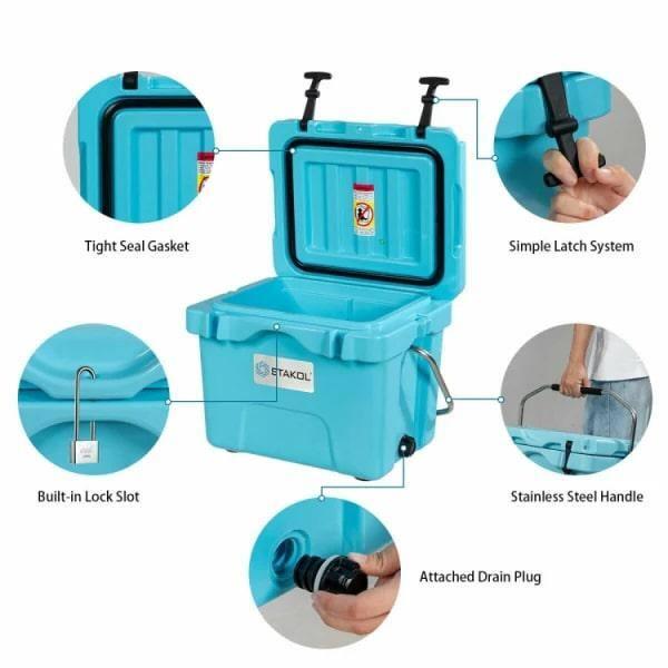 Costway 16 Quart Cooler Portable Ice Chest Leak-proof 24 Cans Ice Boxfor Camping