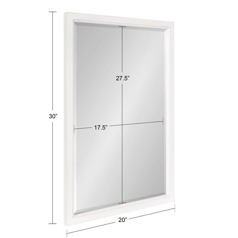 20" x 30" Hogan Wood Framed Decorative Wall Mirror White - Kate & Laurel All Things Decor: Modern Rectangle, No Assembly Required