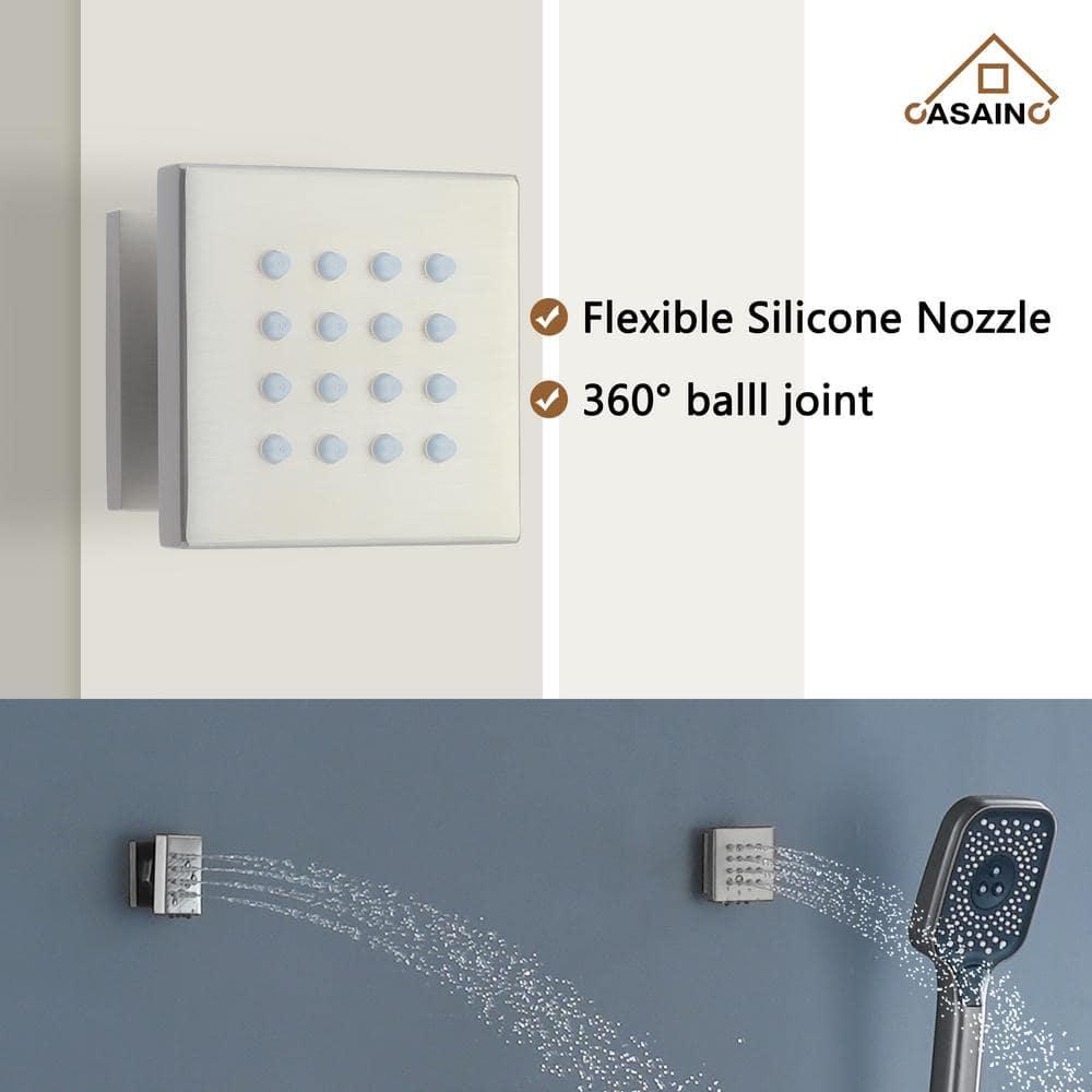 CASAINC 6-Spray 12 in. Thermostatic Dual Shower Heads with 6-Jets
