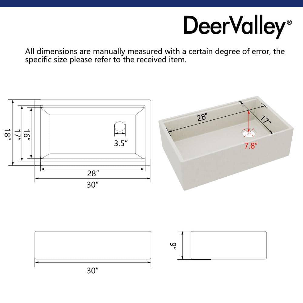 30-inch L Single Bowl Concrete Workstation Farmhouse Kitchen Sink Large Capacity Deep Dual Mount with Accessories