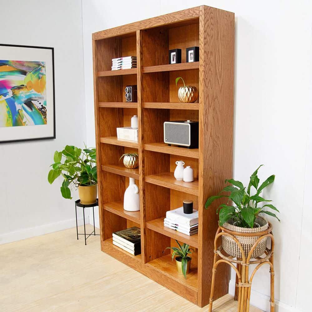 Concepts in Wood Book Shelf - 84" Tall Wood Bookcase Furniture - Oak