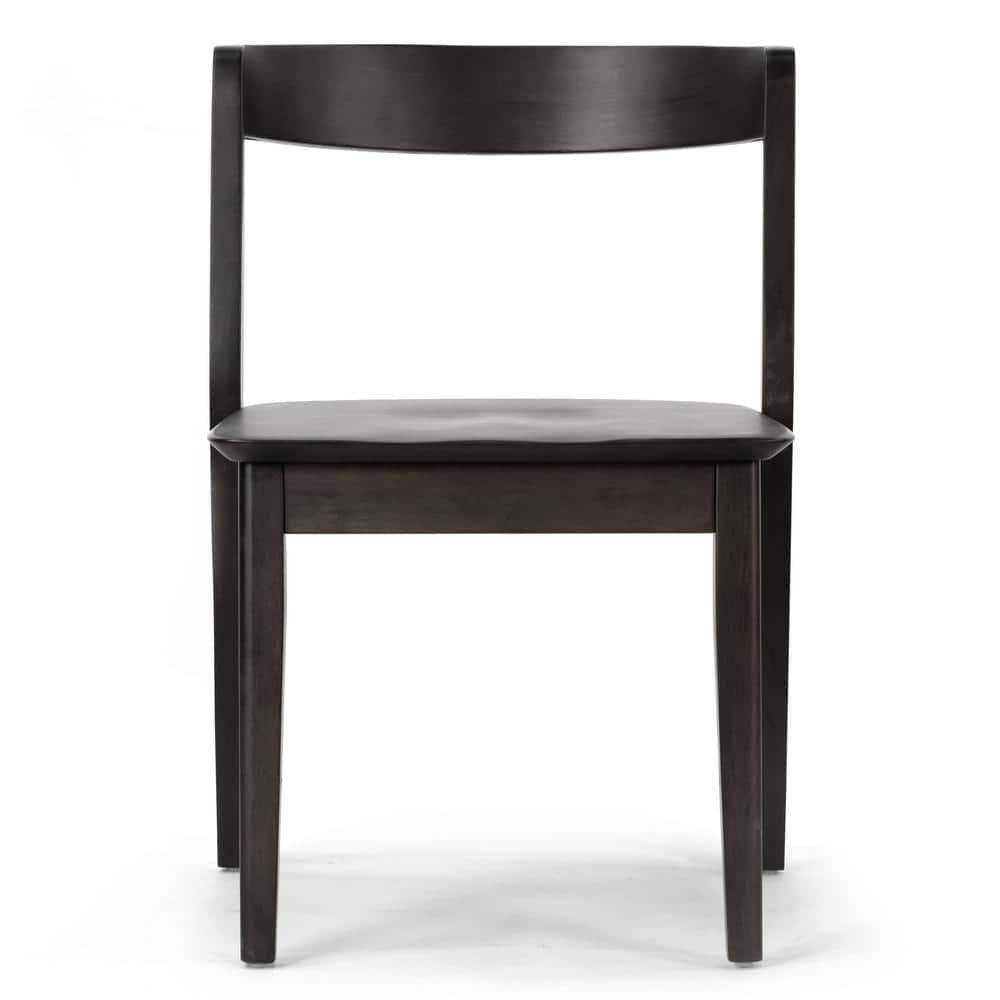 Glamour Home Astor 17.52" Wood Chairs with Curved Back in Black (Set of 2)