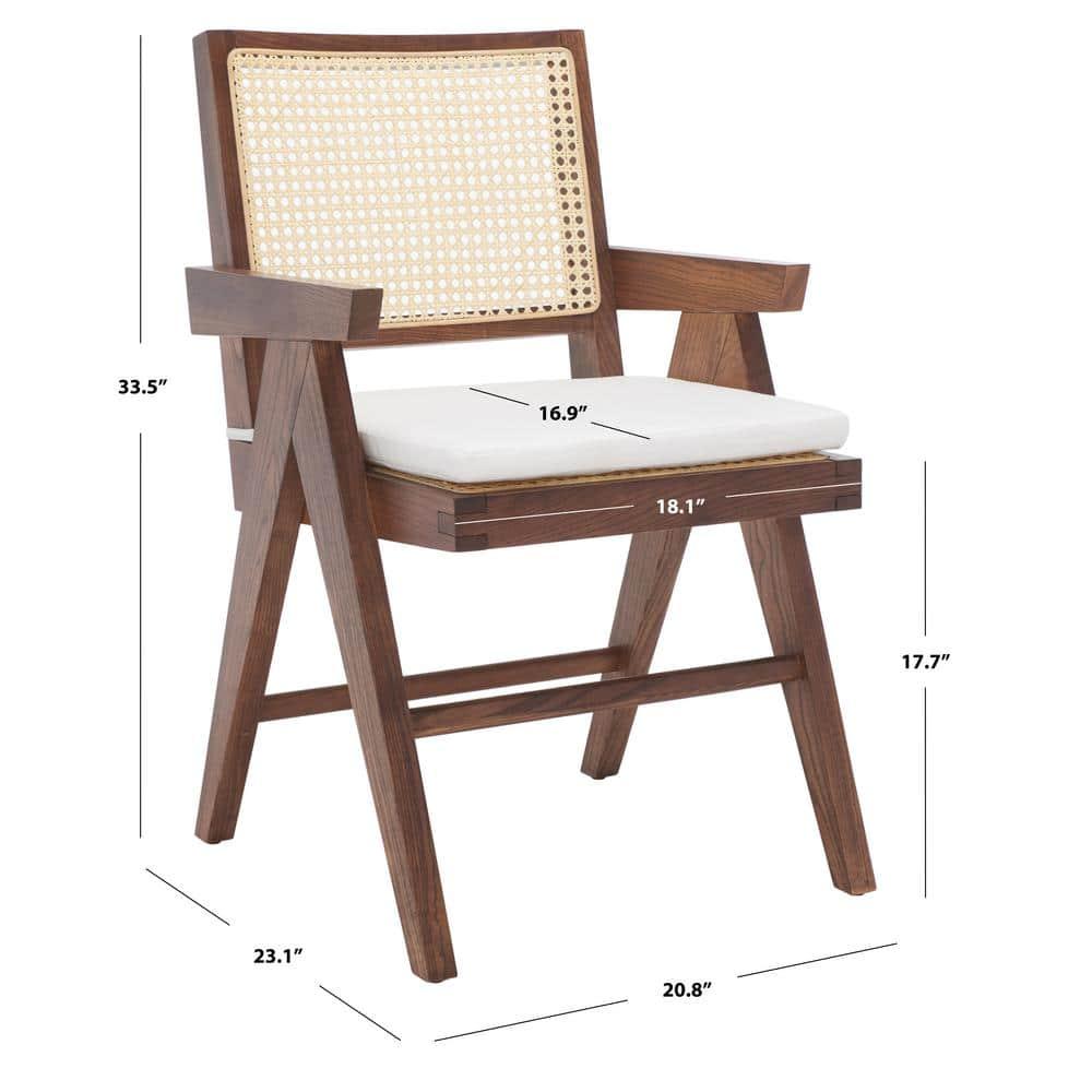 SAFAVIEH Couture Colette Contemporay Linen Solid Dining Armchair, Walnut/Natural
