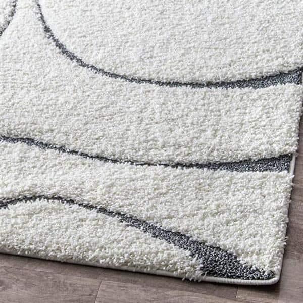 Nuloom Carolyn Abstract 3x5 Accent Shag Indoor Area Rug for Living Room Bedroom Dining Room Nursery Entryway, Beige/Grey