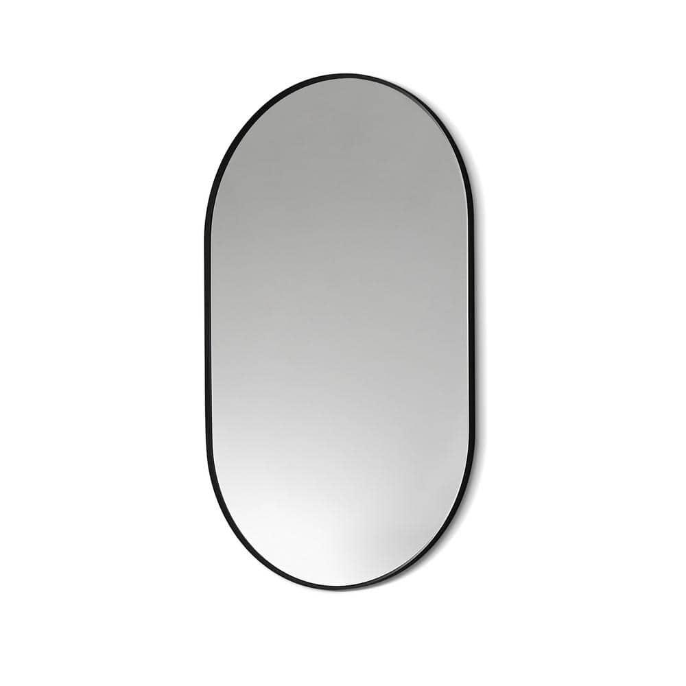 Ispra 36" Oval Bathroom/Vanity Matt Black Aluminum Framed Wall Mirror