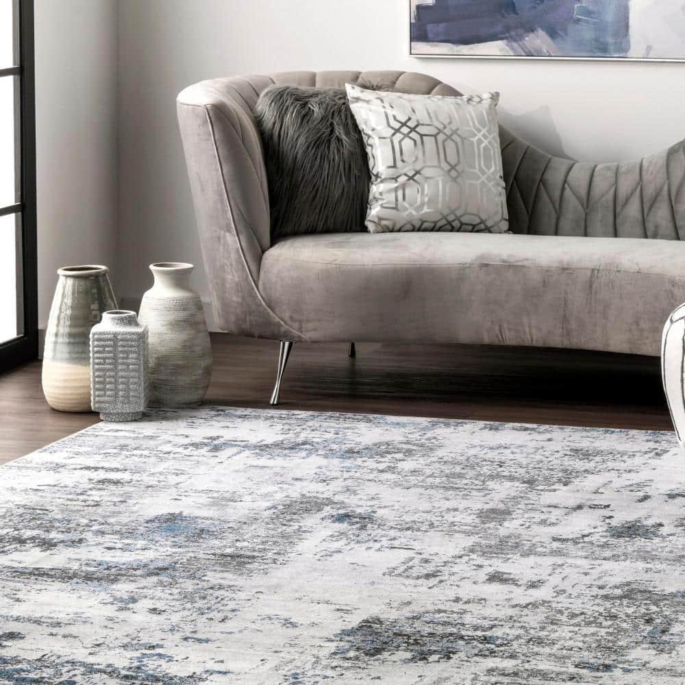 Nuloom Dali Abstract Pet Friendly Machine Washable Area Rug, 3' x 5', Blue Grey