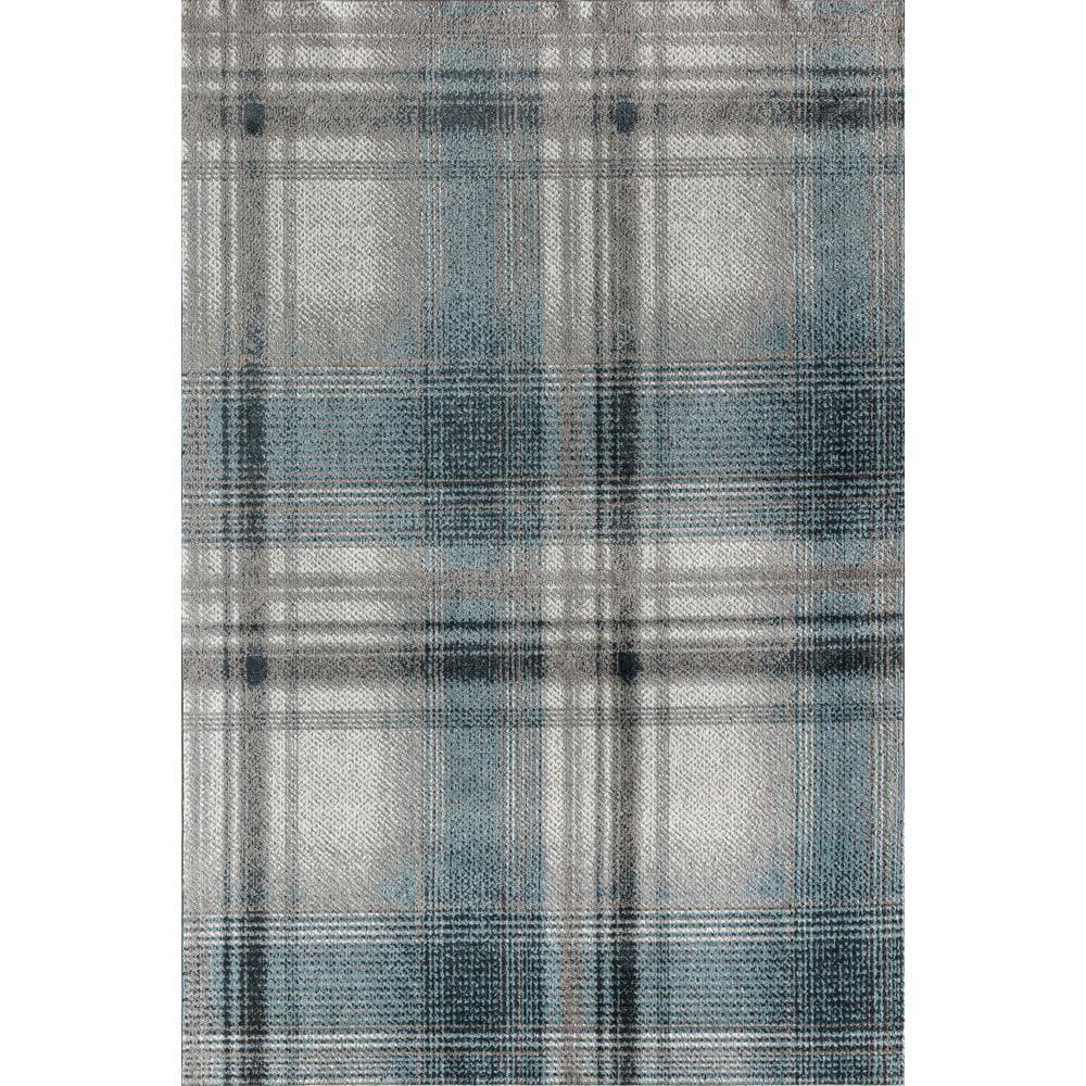 Rugs America Jaelyn JD50A Baltic Rapids Plaid Contemporary Blue Area Rug for Dining Room Rug Neutral Rug Living Room Rug Kitchen, 8'0"X10'0"