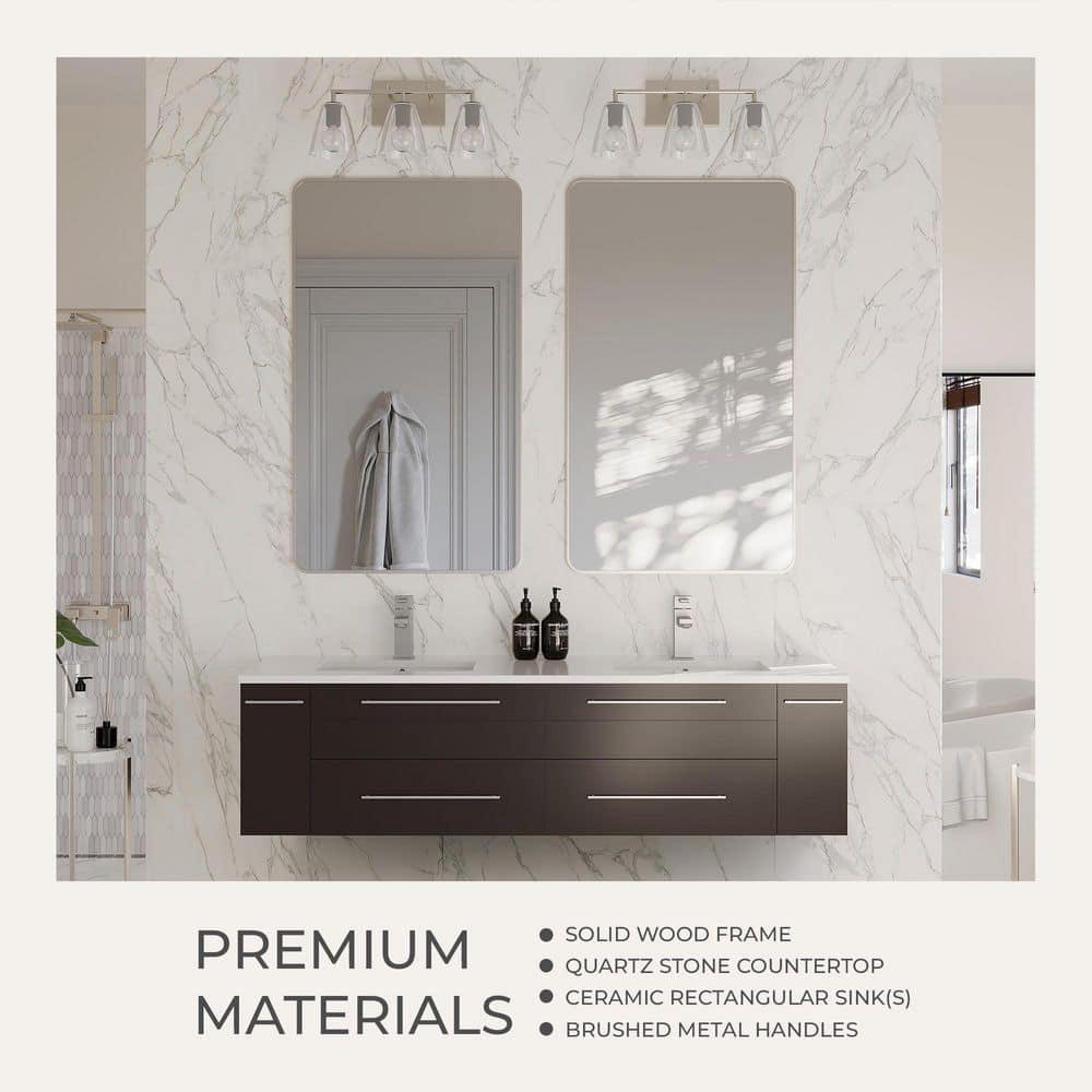 Fresca Lucera 60" Wall Mount Double Sink Modern Bathroom Vanity with Top and Vessel Sinks