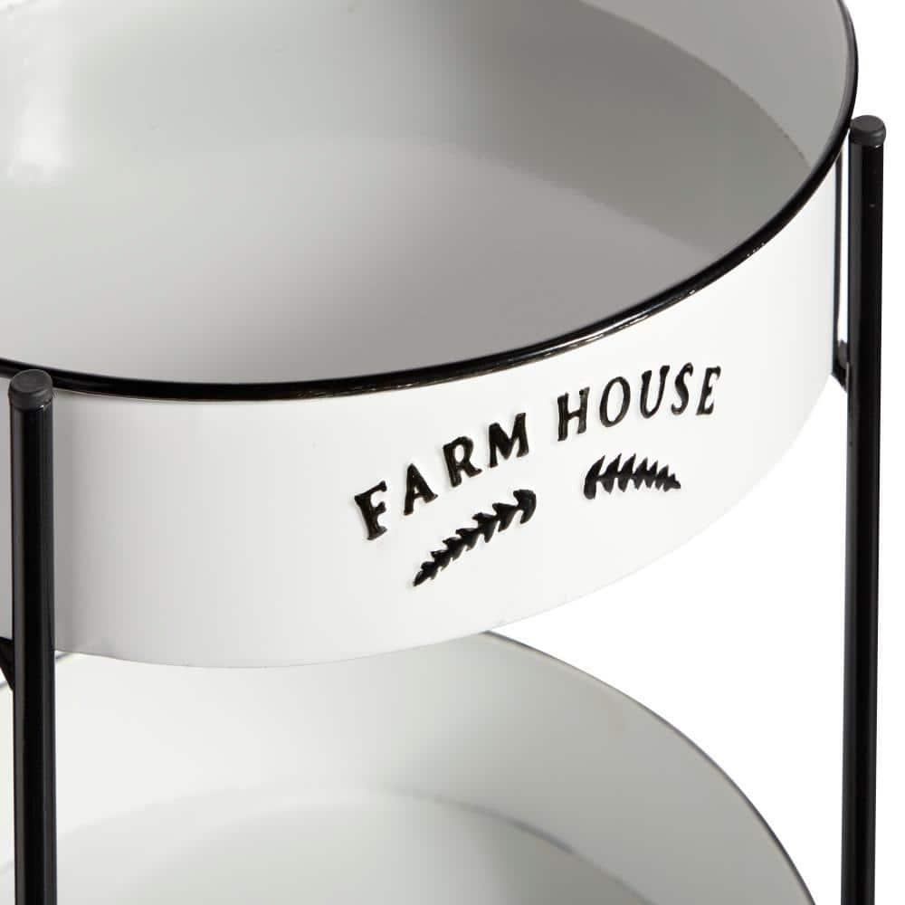 34'' x 16'' Farmhouse Metal Storage Cart White - Olivia & May: Decorative Storage Bins, Tabletop Bin, Adult Assembly Required