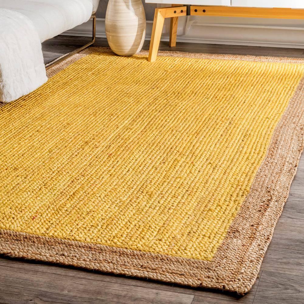 Yellow Solid Loomed Area Rug - (2'x3') - nuLOOM: Modern Jute, Low Pile, Indoor Rectangle Rug, Vacuum & Spot Clean