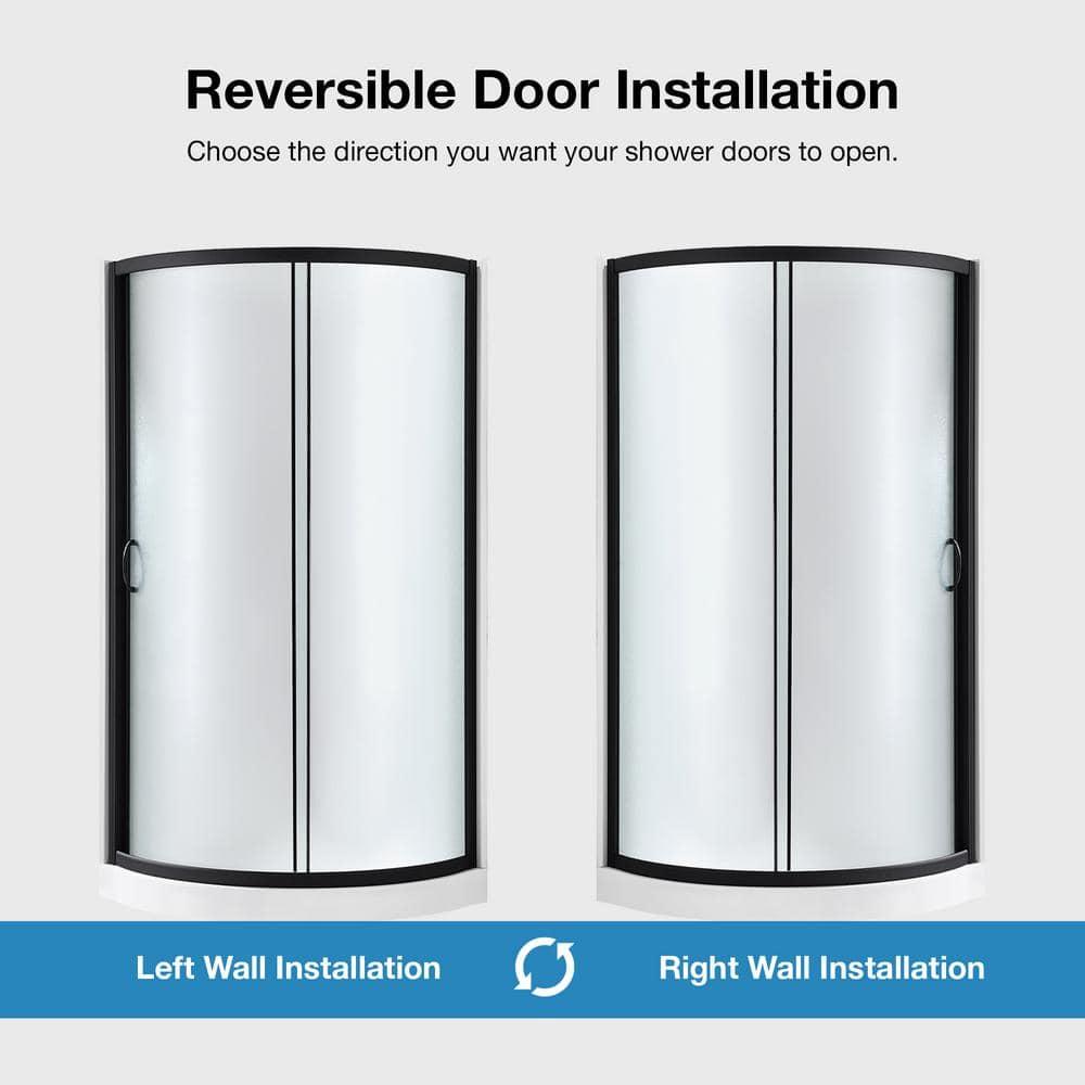 Ove Decors OVE Decors Breeze 35 in. Round Shower Kit w/ Frosted, Base, Wall 15SKA-BREF34-BLKAC