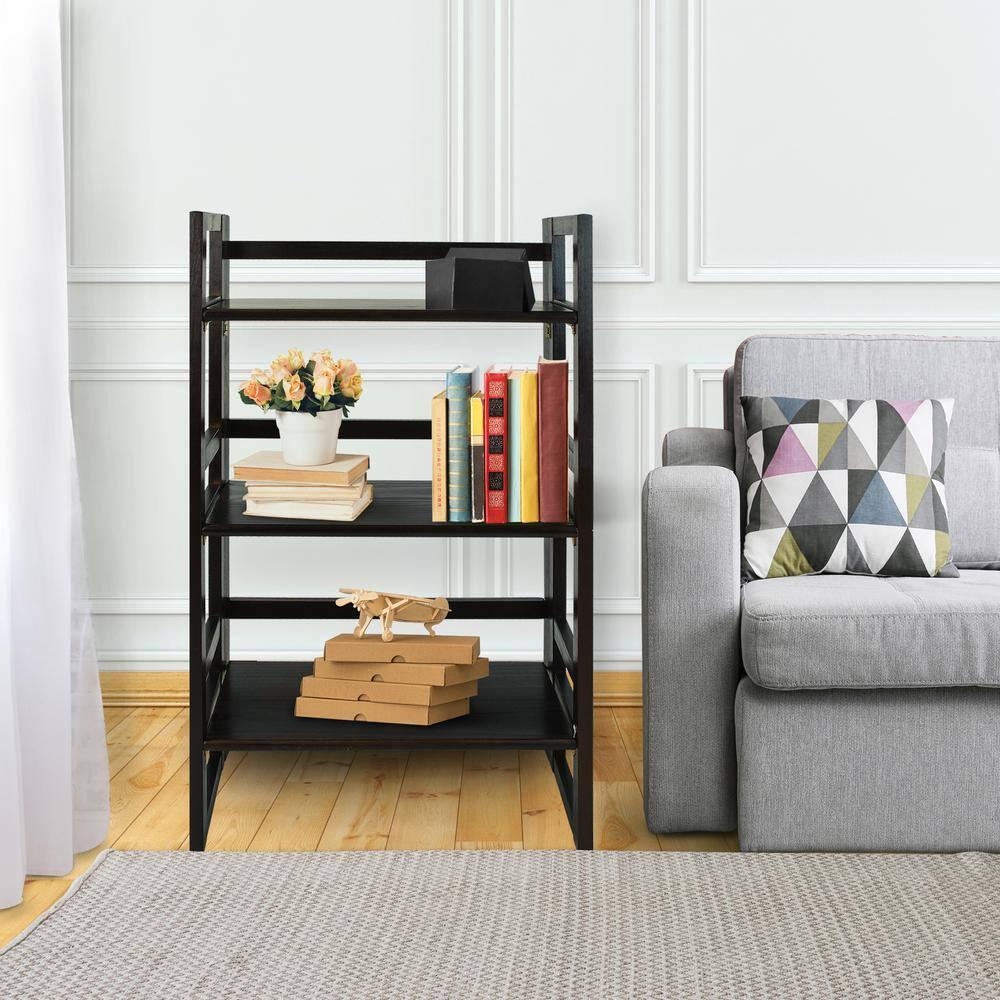 3-Shelf Folding Student Bookcase 20.75" Wide-Espresso