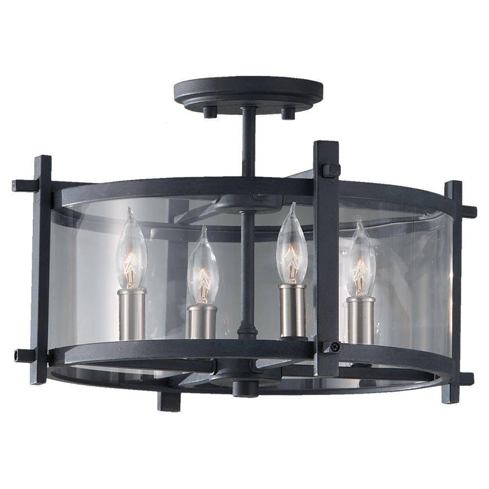 Generation Lighting Ethan 16 1/2" Iron and Glass Round Ceiling Light