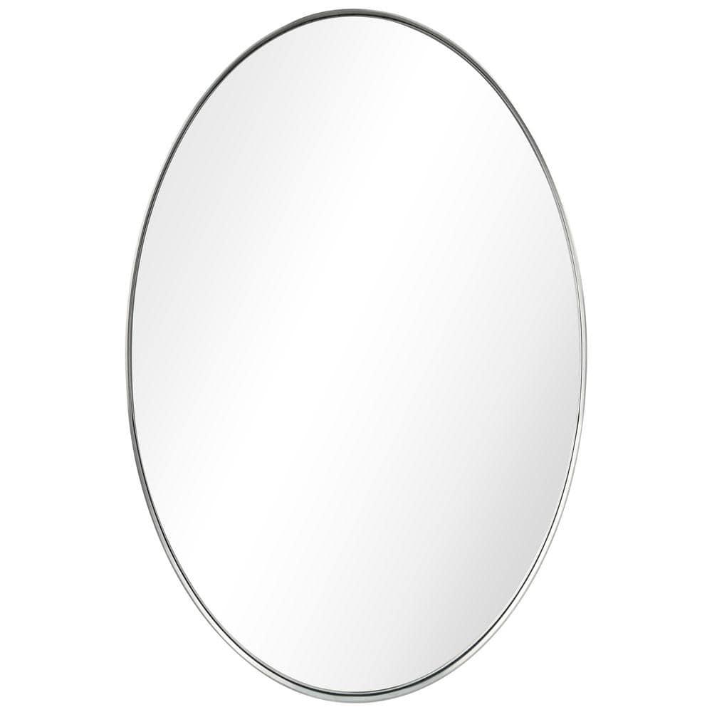 Empire Art Direct Ultra Stainless Steel Oval Wall Mirror- 24"x36" Brushed Silver Silver