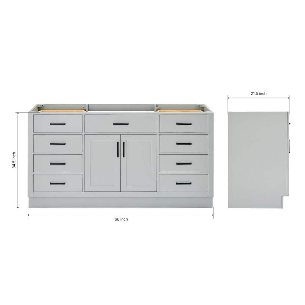Ariel T066s-Bc Hepburn 66" Single Free Standing Vanity Cabinet Only - Grey