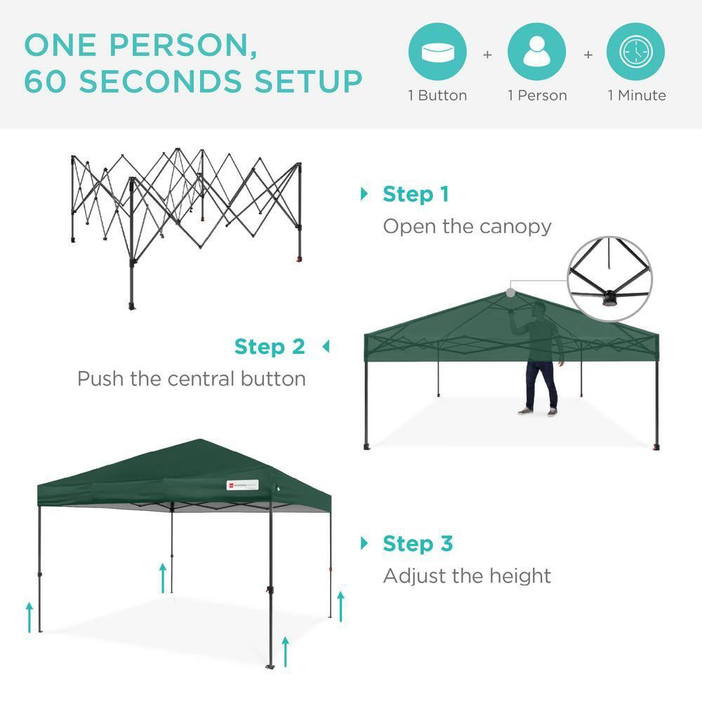 Best Choice Products Best Choice Products Easy Setup Pop Up Canopy W/ 1-Button Setup, Wheeled Case, 4 Weight Bags