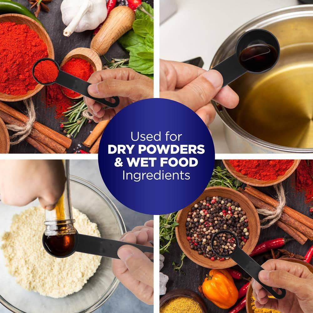 NutriChef 5-Piece Plastic Measuring Spoons Set - Heavy Duty Round Shaped Classic Kitchen Measuring Spoon for Dry or Liquid Ingredients