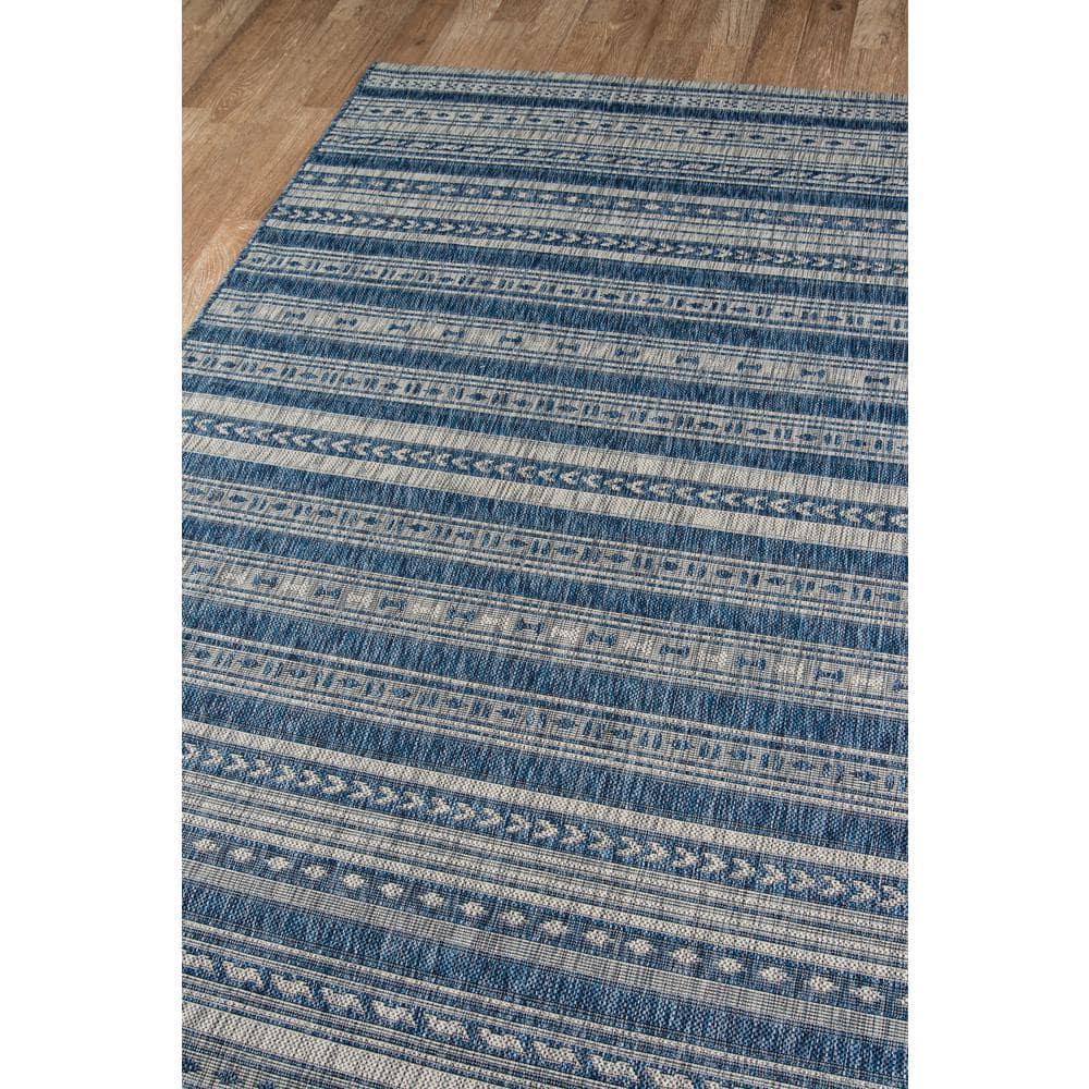 6'7"x9'6" Fair Isle Design Loomed Area Rug Blue - Novogratz By Momeni: Indoor Outdoor, Low Pile, Machine Made