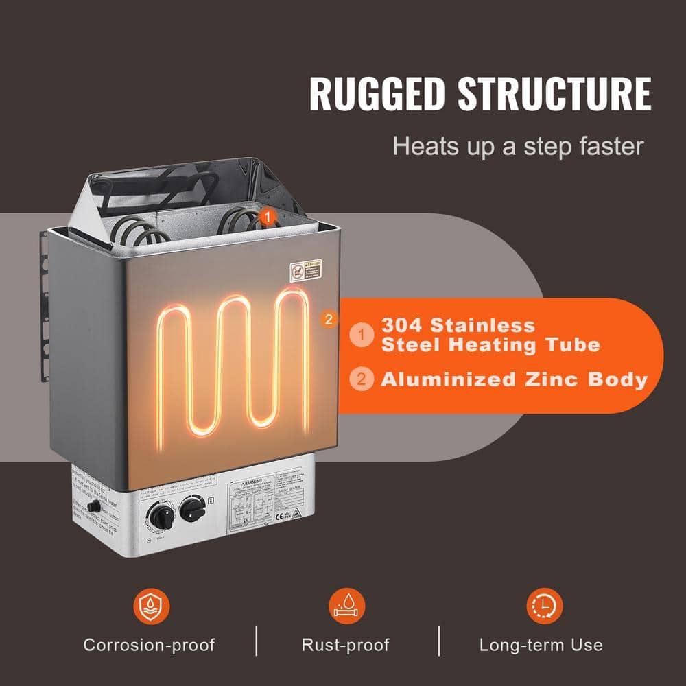 SKYSHALO Dry Stailess Steel W/ Internal Controller & Sauna Heater Stove 3KW Wet
