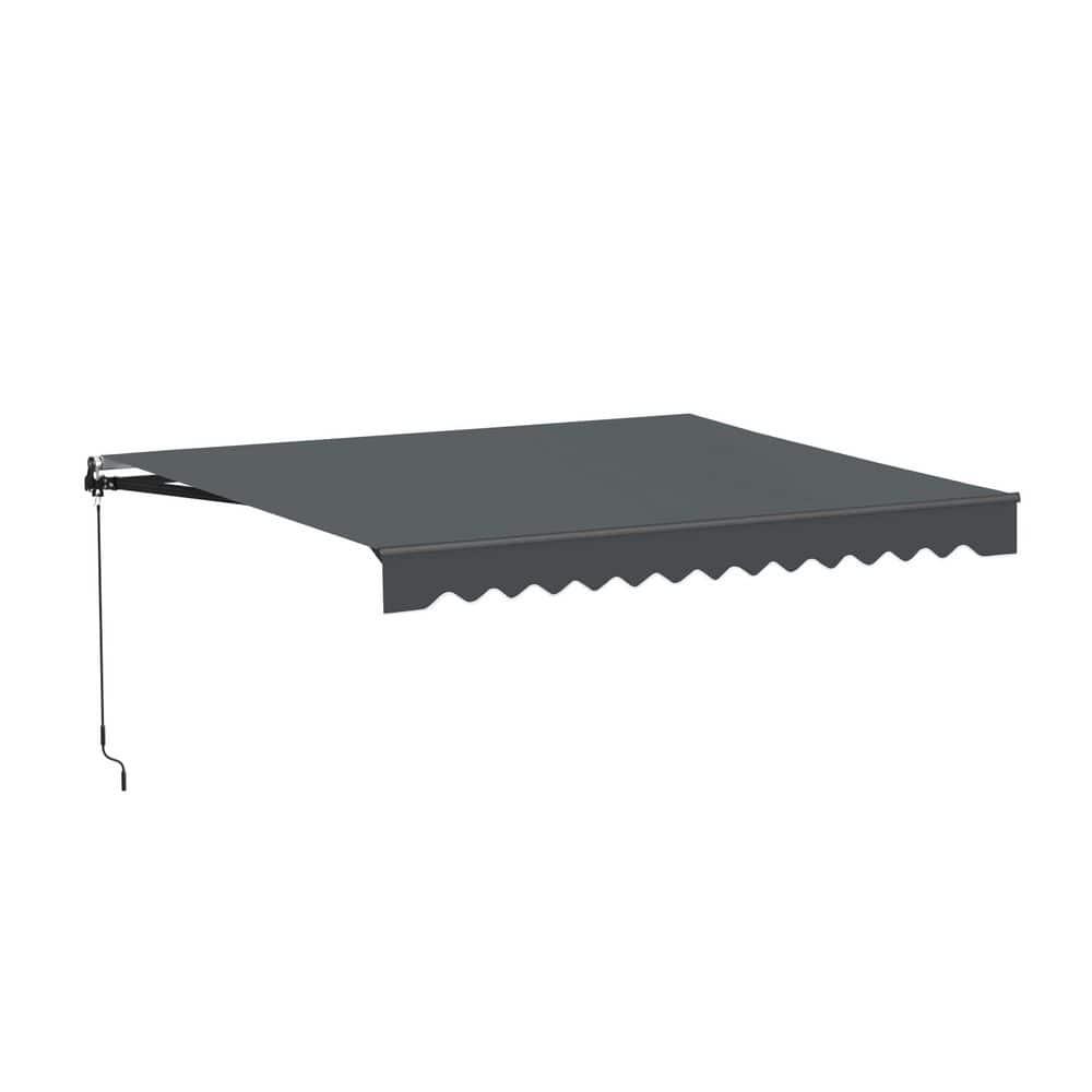 Retractable Home Patio Awning | Deck Canopy |UV Protection Sunshade | Manual Black Frame | Upgraded 2024