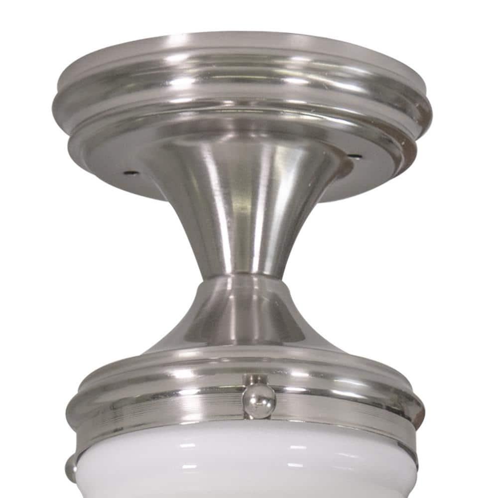 Design House Schoolhouse 9" Semi-Flush Mount Ceiling Light, Satin Nickel