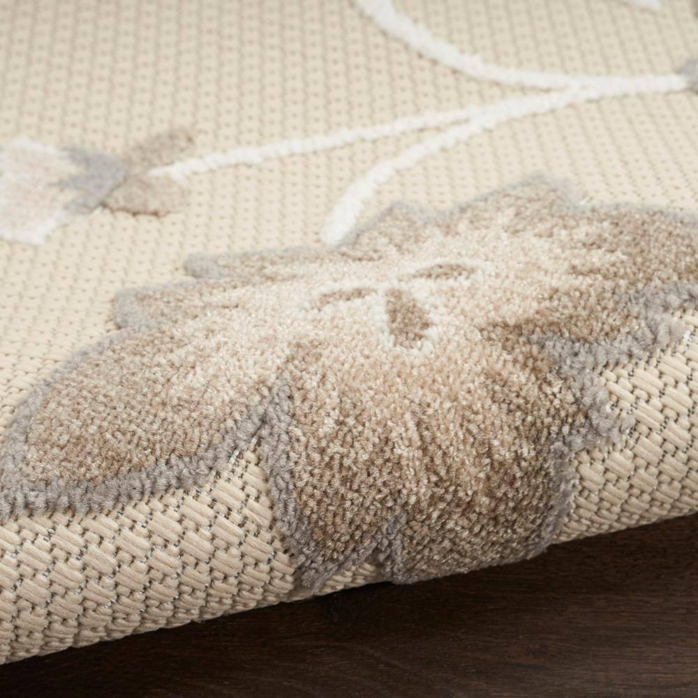 Nourison Aloha Floral Farmhouse Flatweave High-Low Indoor Outdoor Area Rug Beige 2'8" x 4'