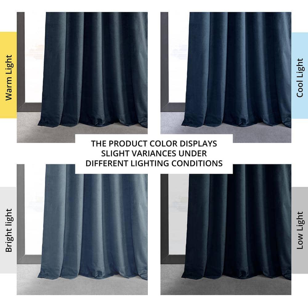 Half Price Drapes Signature Midnight Blue French Pleat Velvet Blackout Curtains(1 Panel), 50WX 120L