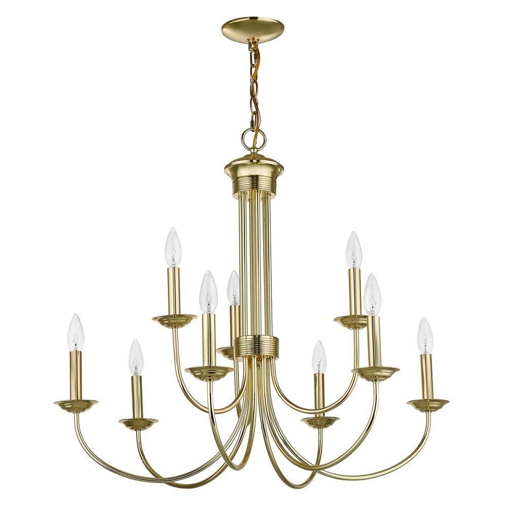 Livex Lighting Estate 9 - Light Chandelier in  Polished Brass