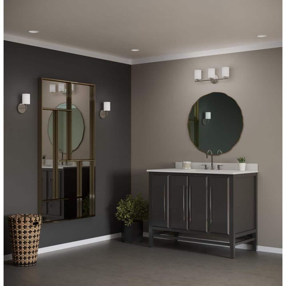Progress Lighting Replay Collection 3-Light Bath Vanity, Brushed Nickel, Shade Included