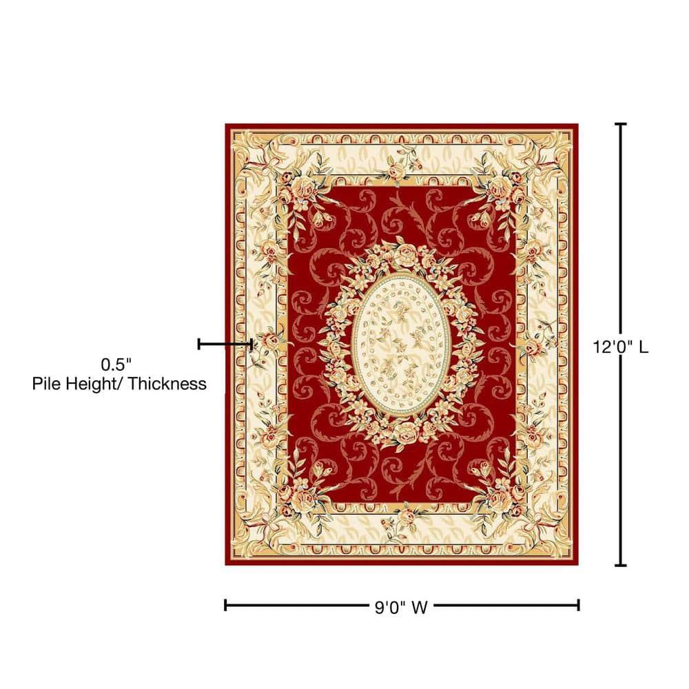 Lyndhurst LNH328 Power Loomed Area Rug - Red/Ivory - 9'x12' - Safavieh