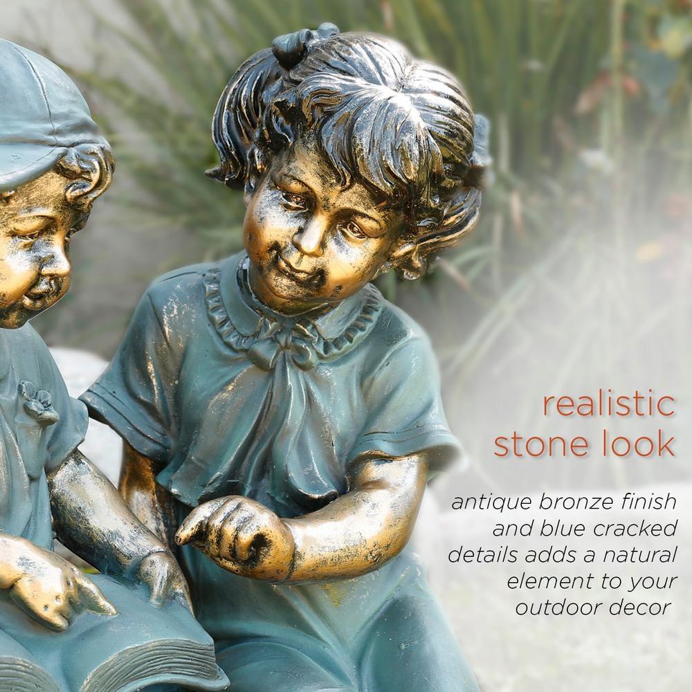 Alpine Corporation Girl and Boy Reading Statue Set, Includes 2 Statues