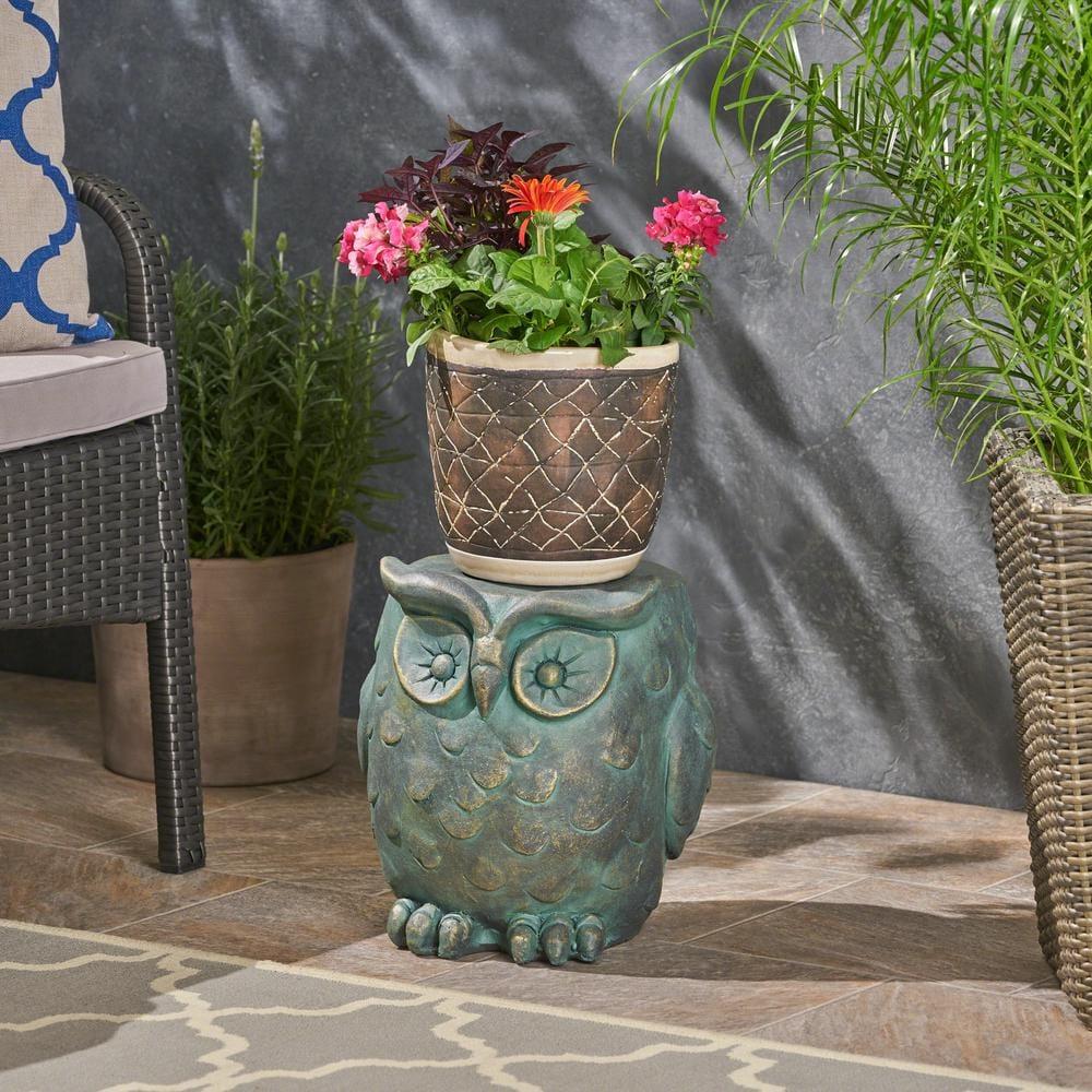 Christopher Knight Home Agnes Owl Garden Stool, Lightweight Concrete, Gold Patina Finish