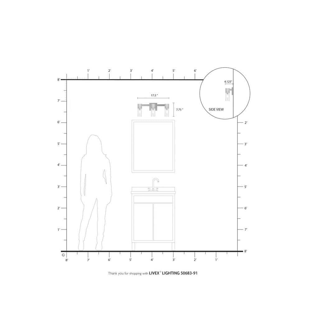 Livex Lighting Midtown 3 - Light Vanity in  Brushed Nickel
