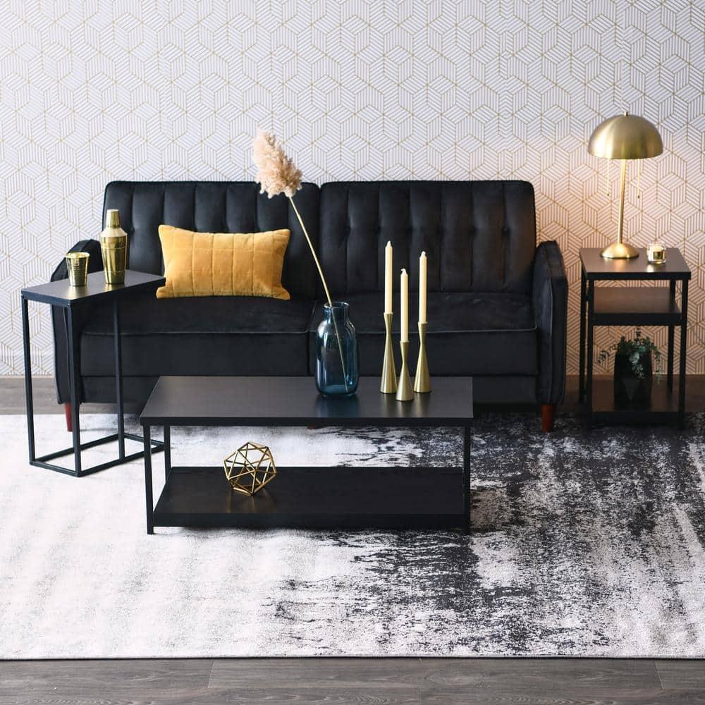 WANDINGT Accent Table C-Shaped Living Room End Tables Snack Laminate Metal Frame Side Table